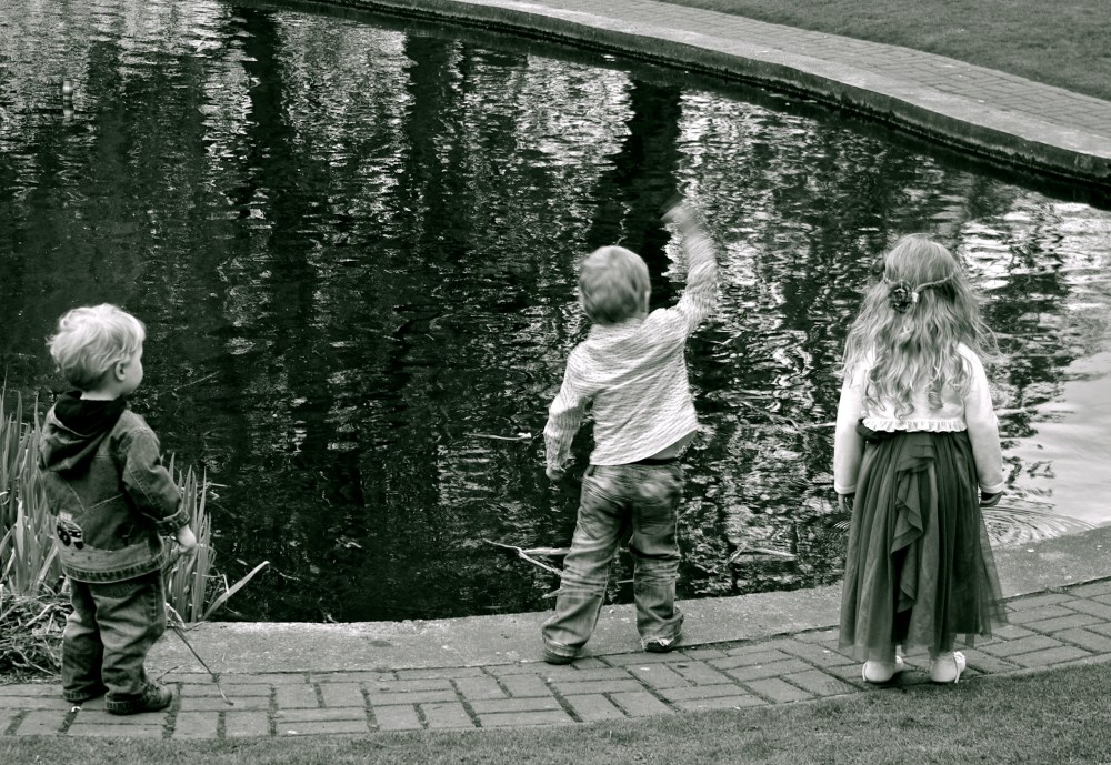 3 kids and a pond